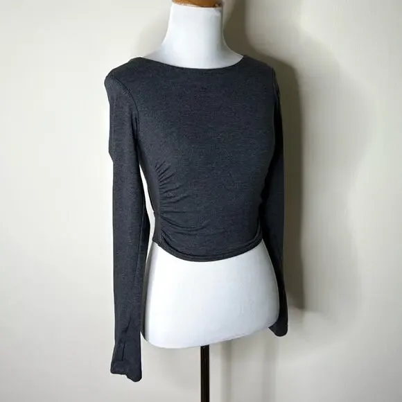 Varley Black Marl Always Warm Sloane Cropped Tee - Picture 8 of 8